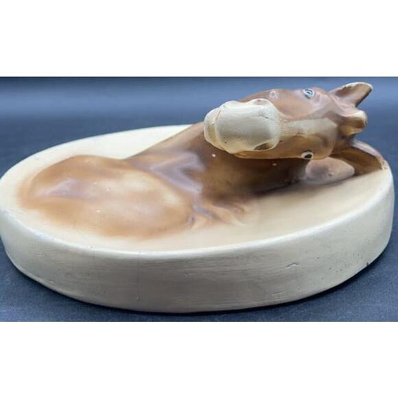 Vintage Ceramic Horse Wall Plaque w/Wire Hanger, Restored Ear, 9″ - Picture 2 of 8